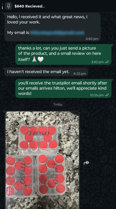 Verified customer delivery photo