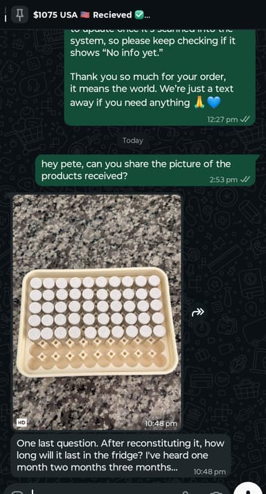 Verified customer delivery photo